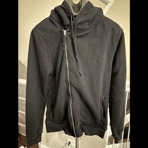 Allsaints black hoodie diagonal zipper - Mens - medium